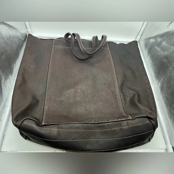 3RD FLOOR Made in Italy Dark Brown Reddish Leather Embellished Oversized XL Tote - Picture 10 of 17